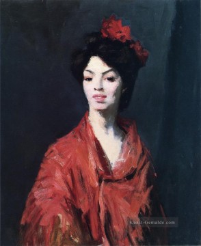  rote Kunst - spanische Frau in einem roten Schal Porträt Ashcan Schule Robert Henri